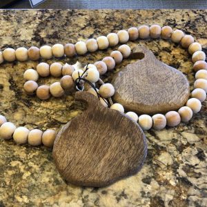 Mango Wood Bead Garland w/Pumpkin